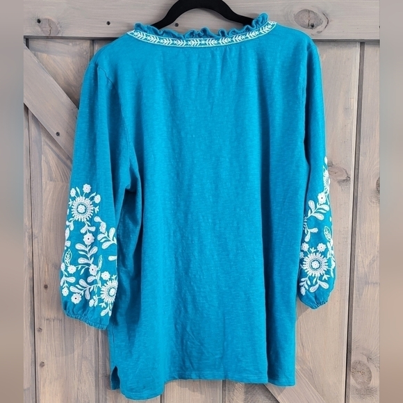 Talbots Embroidered Sleeve Open V Neck Tunic Size XLP - Picture 5 of 9